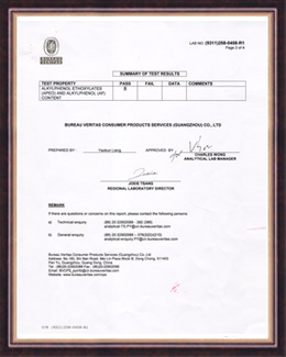 莊杰榮獲BV測試報告榮譽證書